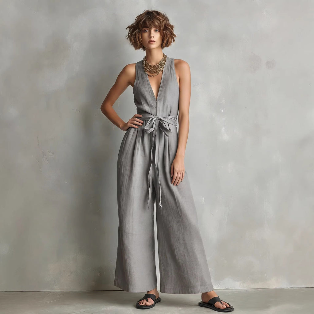 Elegant Commuter V-Neck Jumpsuit For Women