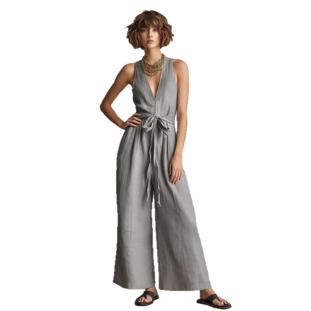 Elegant Commuter V-Neck Jumpsuit For Women