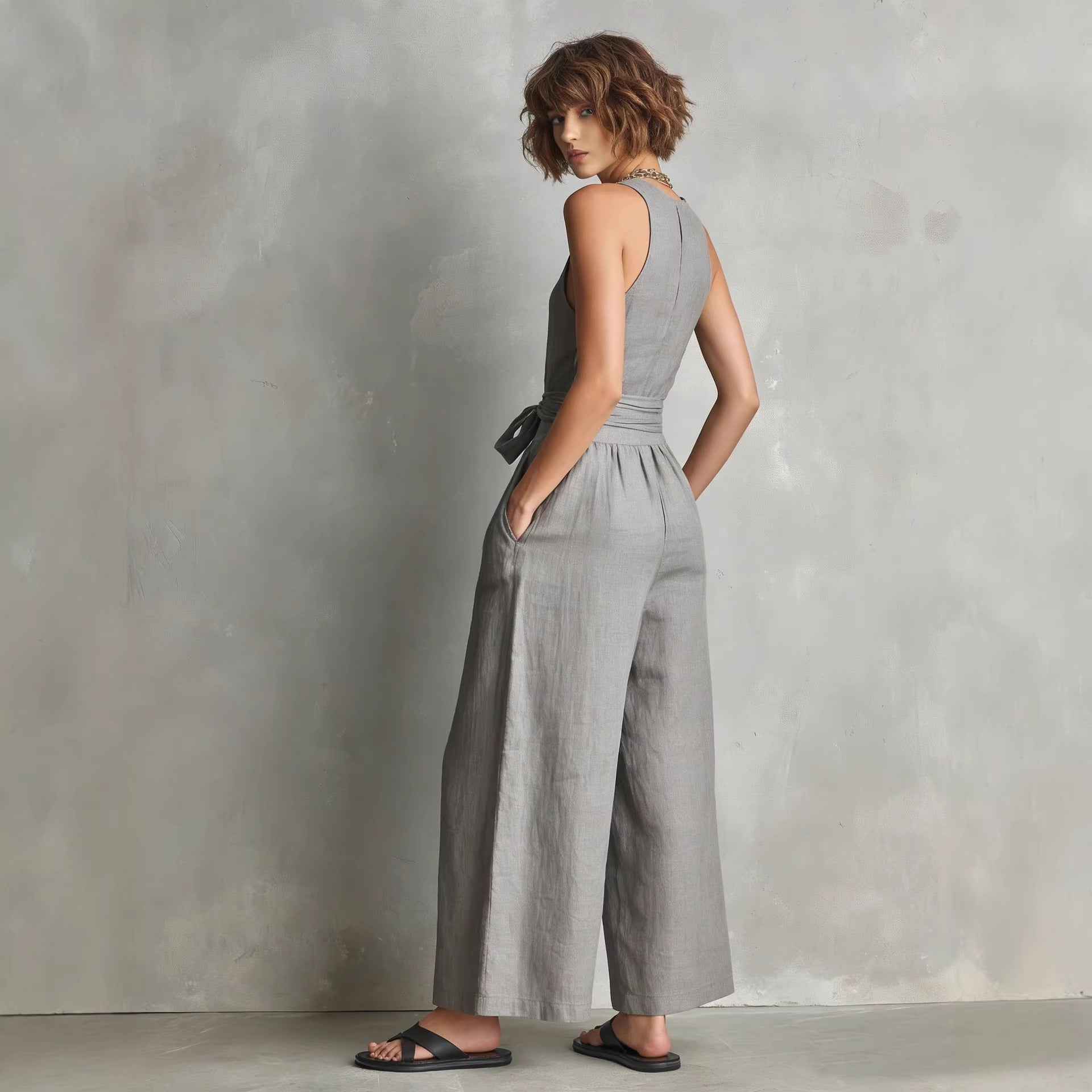 Elegant Commuter V-Neck Jumpsuit For Women